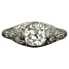 Art Deco Platinum Old European Cut Diamond Engagement Ring, Circa 1920s