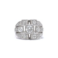 Art Deco Platinum Old European Cut Diamond Ring, Circa 1920s
