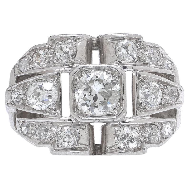 Anello di platino Art Deco con diamante vecchio taglio europeo, CIRCA 1920