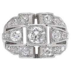 Anello di platino Art Deco con diamante vecchio taglio europeo, CIRCA 1920