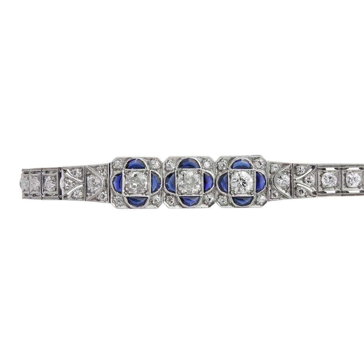 Typical of the Art Deco era, these fabulous diamond bracelets were customary with any outfit. Stacked up on the wrist, this is the epitome of the period. This gorgeous bracelet has so much detail, beautifully fine millgrain work around each diamond