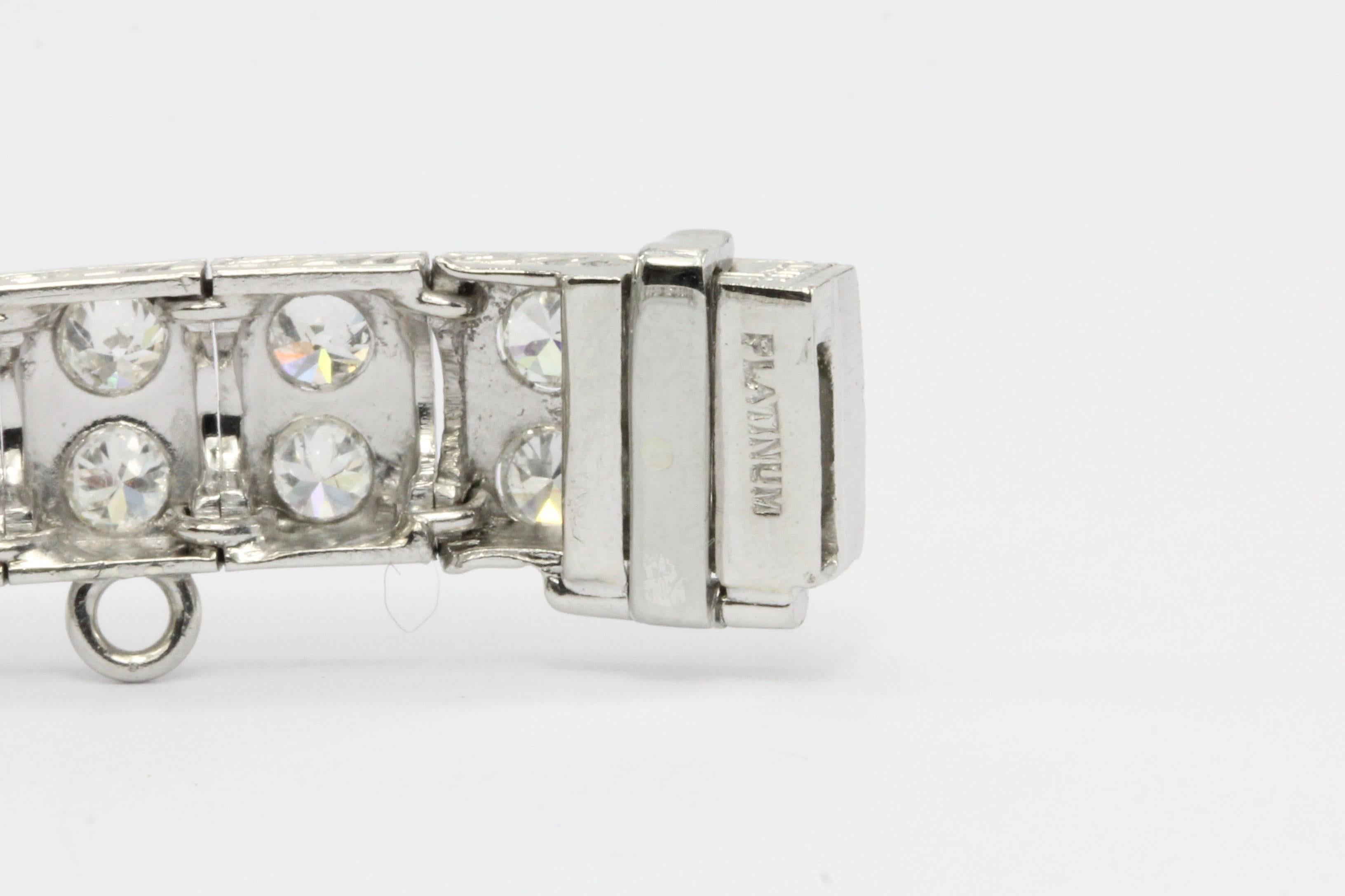Art Deco Platinum Old European Cut Diamond Tennis Bracelet, circa 1920s 3
