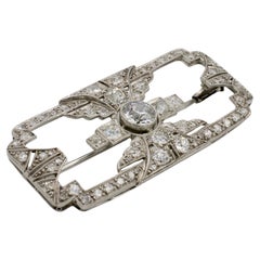 Art Deco Platinum Old European Cut Natural 3.00 Carat Diamond Brooch Pin