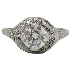 Art Deco Platinum Old European Cut Natural Diamond Dome Engagement Ring Art Deco Platinum Old European Cut Natural Diamond Dome Engagement Ring