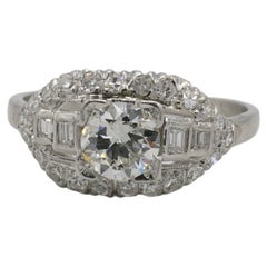 Art Deco Platin Alt Europäischer Schliff Natürlicher Diamant Verlobungsring
