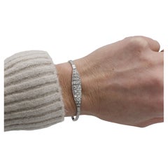 Bracciale tennis Art Deco in platino con diamanti naturali taglio europeo antico