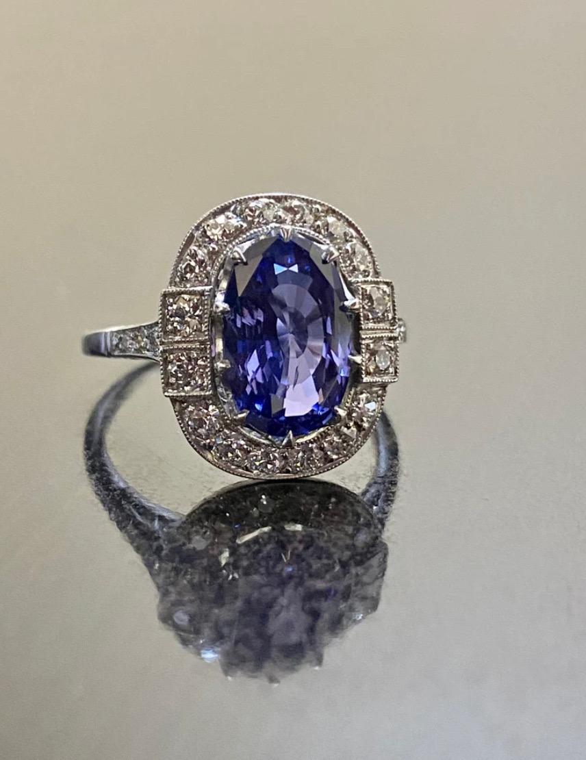 Oval Cut Platinum Diamond GIA Certified 3.88 Carat Color Change Sapphire Engagement Ring For Sale