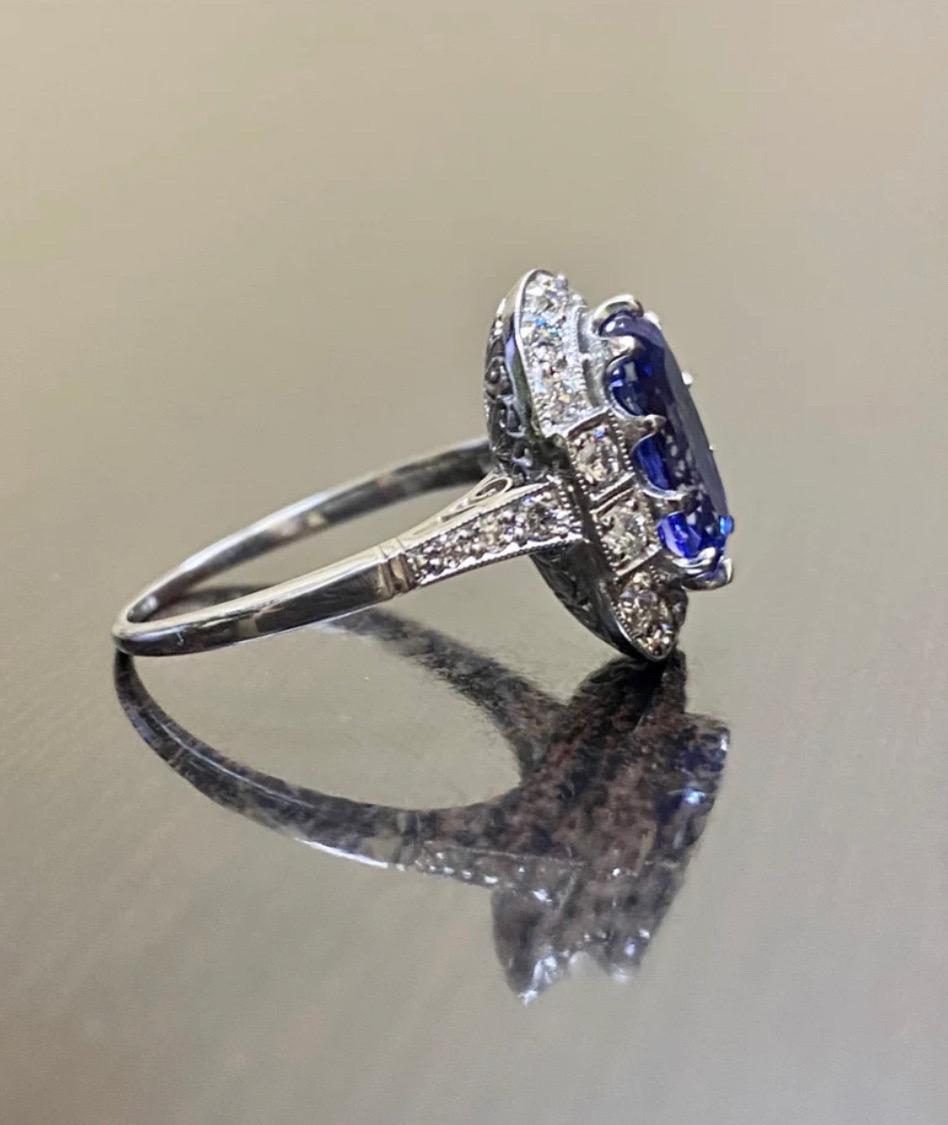 Platinum Diamond GIA Certified 3.88 Carat Color Change Sapphire Engagement Ring In New Condition For Sale In Los Angeles, CA
