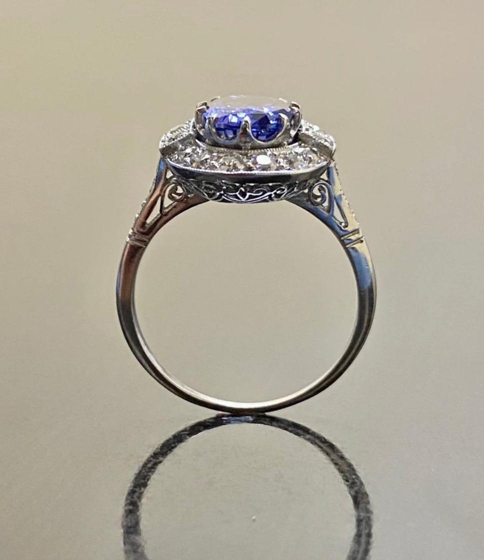 Platinum Diamond GIA Certified 3.88 Carat Color Change Sapphire Engagement Ring For Sale 2