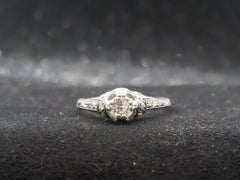 Art Deco Platin Verlobungsring mit alteuropäischem Diamanten - VHK#313a