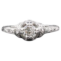 Art Deco Platinum Old European Diamond Engagement Ring - VHK#313a