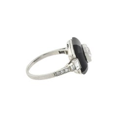 Art Deco Platinum Onyx and Diamond Ring 0.75ctw