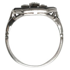 Art Deco Platinum Onyx & Diamond Dice Ring