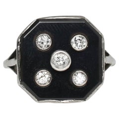 Art Deco Platinum Onyx & Diamond Dice Ring