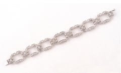 Art Déco Platinum Openwork Old Cut Diamond Set Bracelet