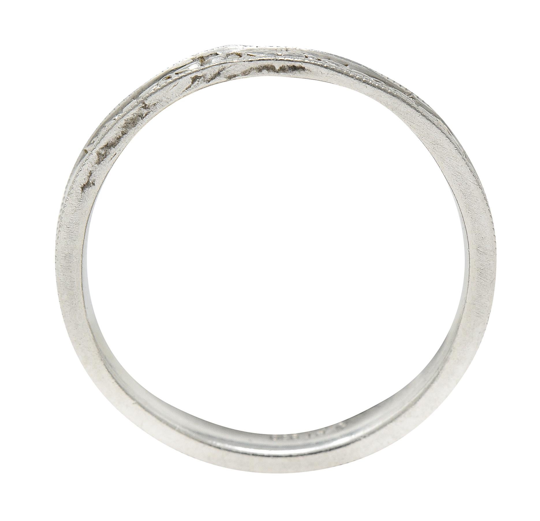 Women's or Men's Art Deco Platinum Orange Blossom Eternity Wedding Band Ring
