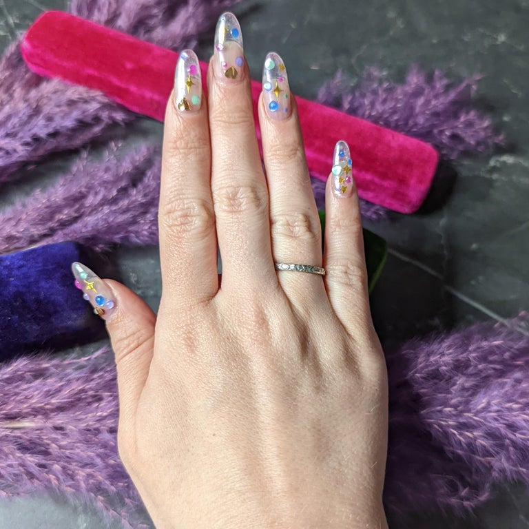 Art Deco Platinum Orange Blossom Foliate Stacking Band Ring For Sale at ...