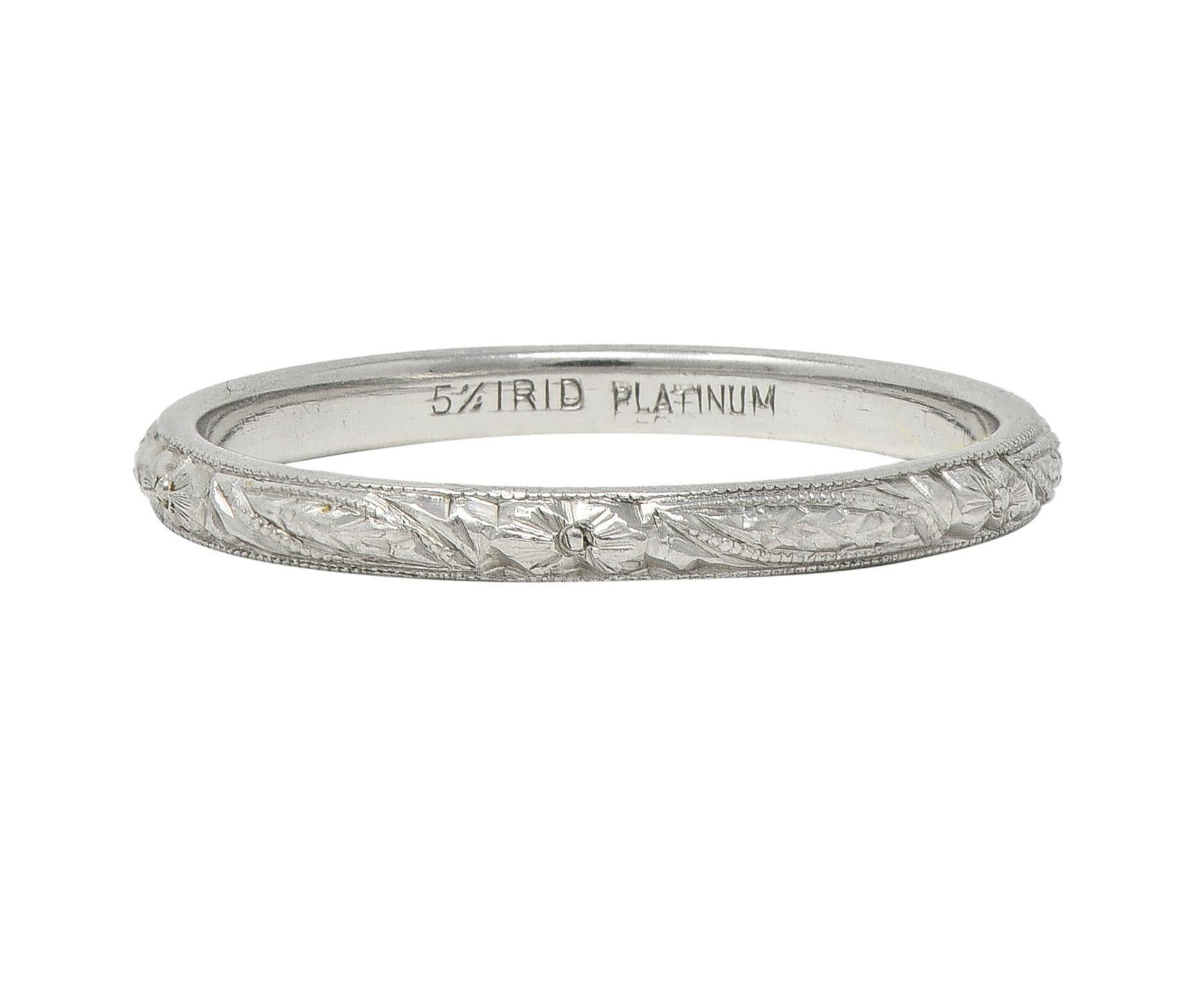 Art Deco Platinum Orange Blossom Vintage Stacking Wedding Band Ring 3