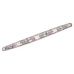 Art Decó Broche de barra de perlas de platino y diamantes talla antigua