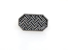 Art Deco Platinum Brooch with Seed Pearls & Rose-Cut Diamonds, 1920