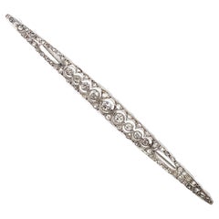 Art Deco Platinum Pin Brooch with 1.40 Cts in Diamonds
