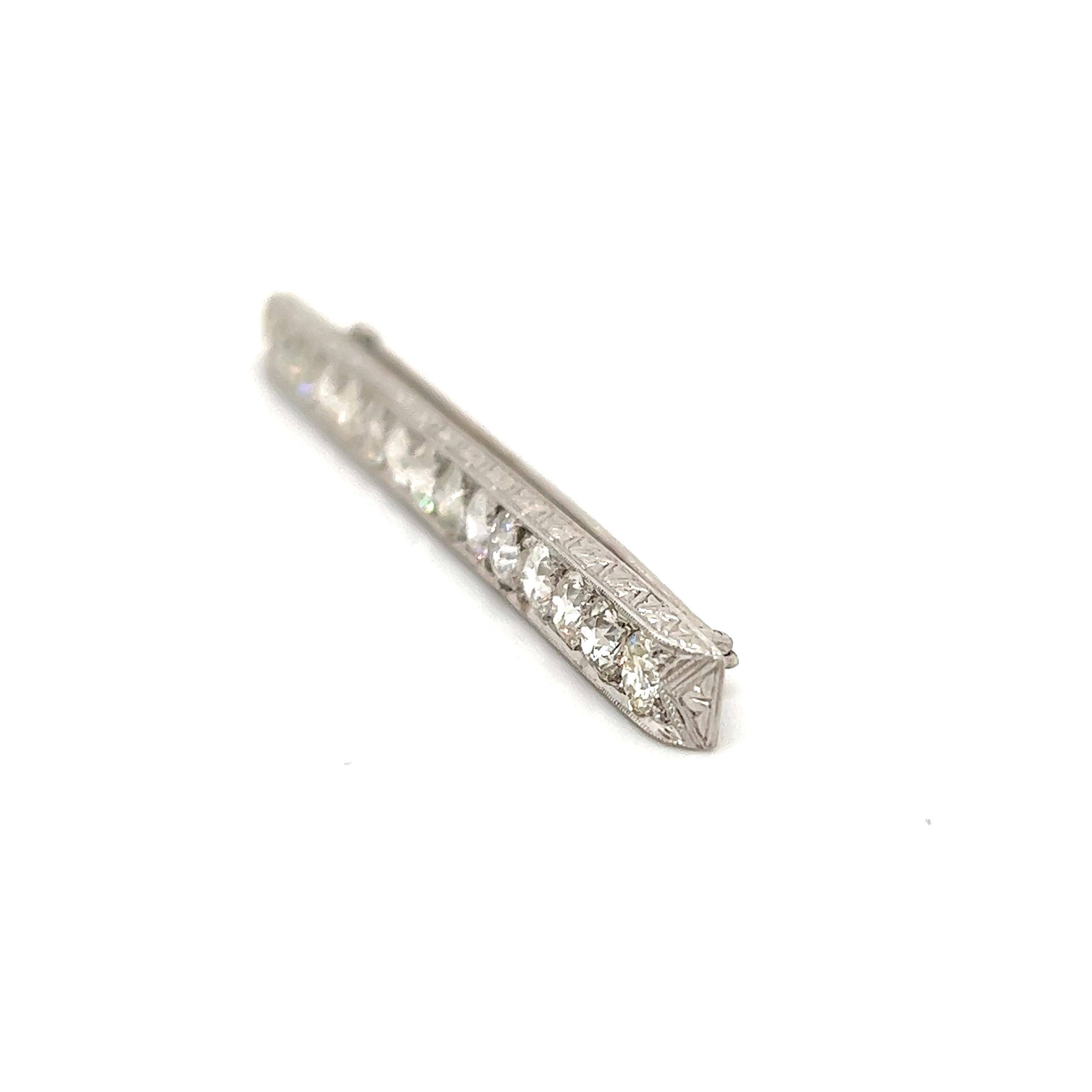 Old Mine Cut Art Deco Platinum Pin Old Mine Diamonds 4.50 Carat For Sale