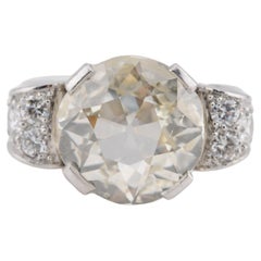 Anello Art déco in platino 900 con diamante vecchio taglio da 5,04 carati