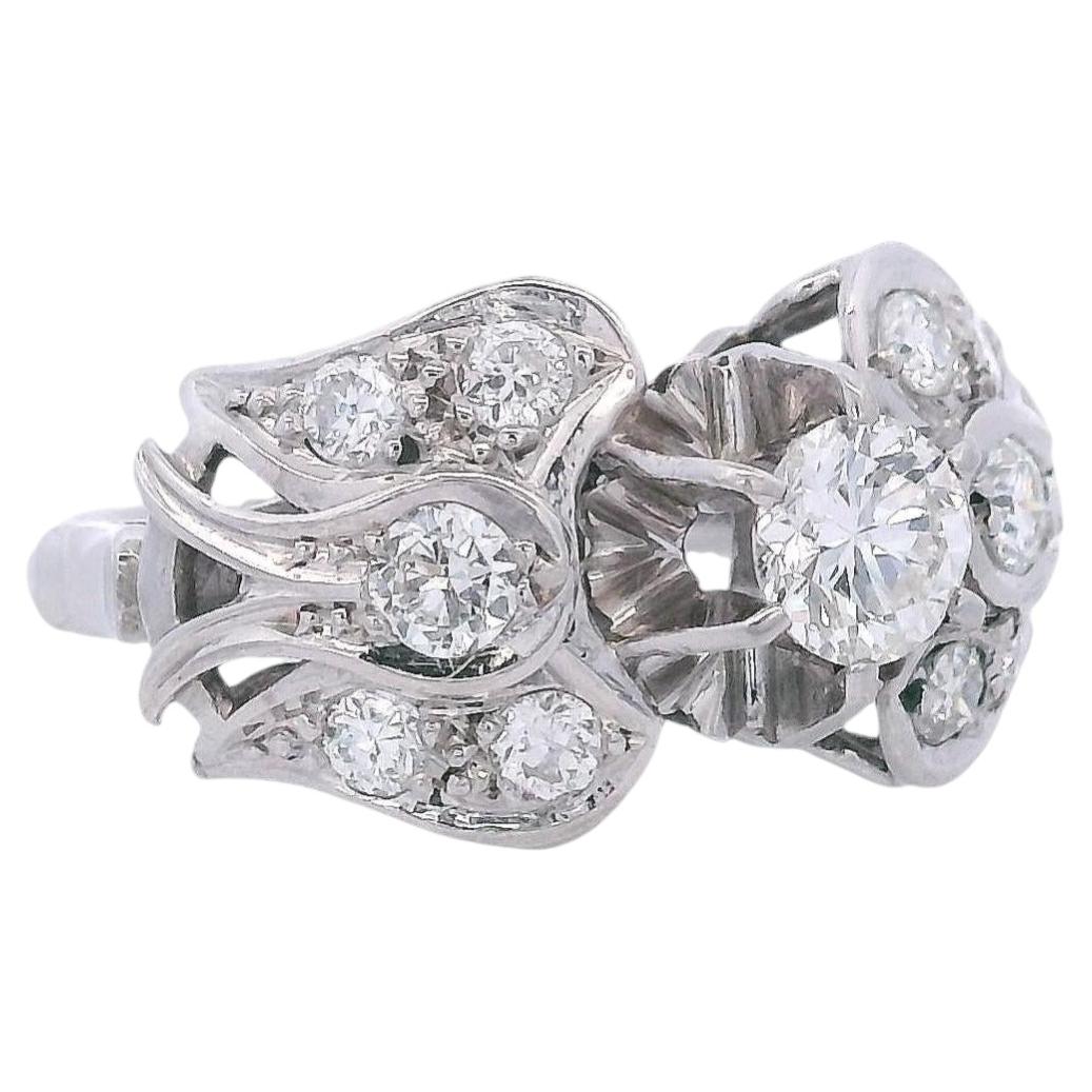 Art Deco Platinum Ring with 1.00 Cts Diamonds