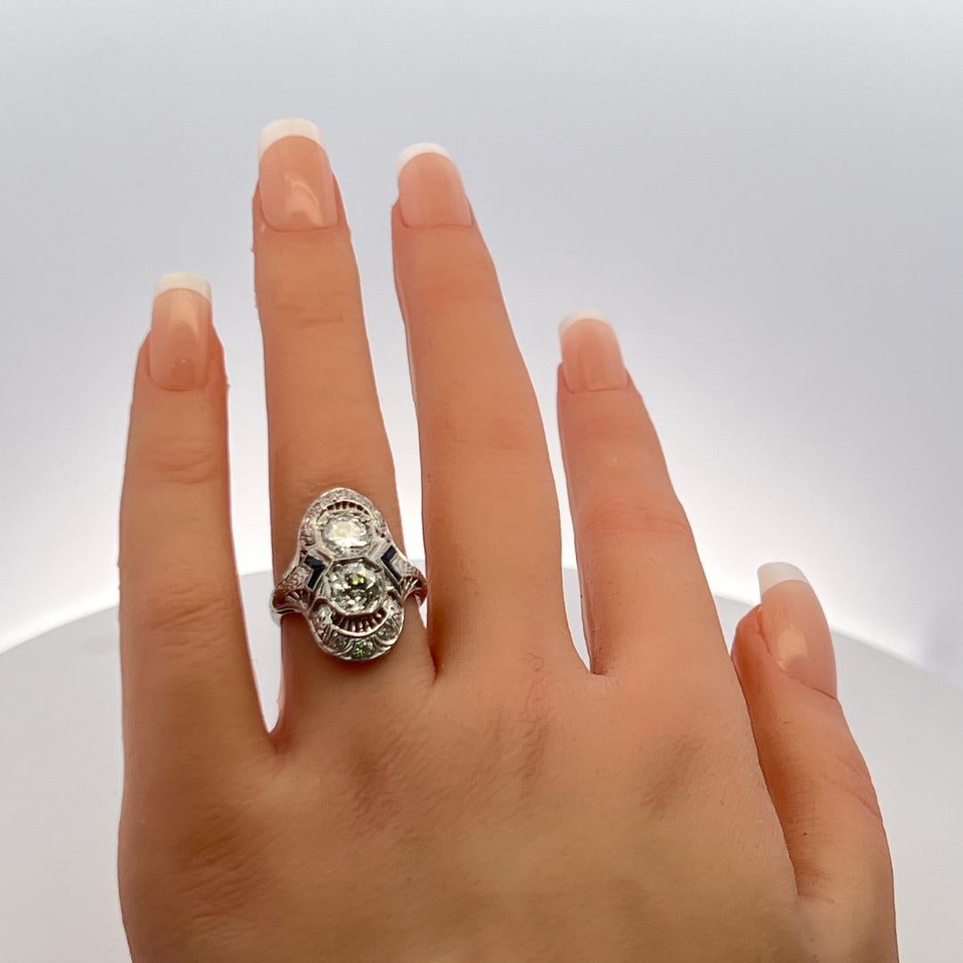 Anello Art Deco in platino con diamante vecchio europeo e circolare taglio Brilliante da 1,73 ct. in vendita 4