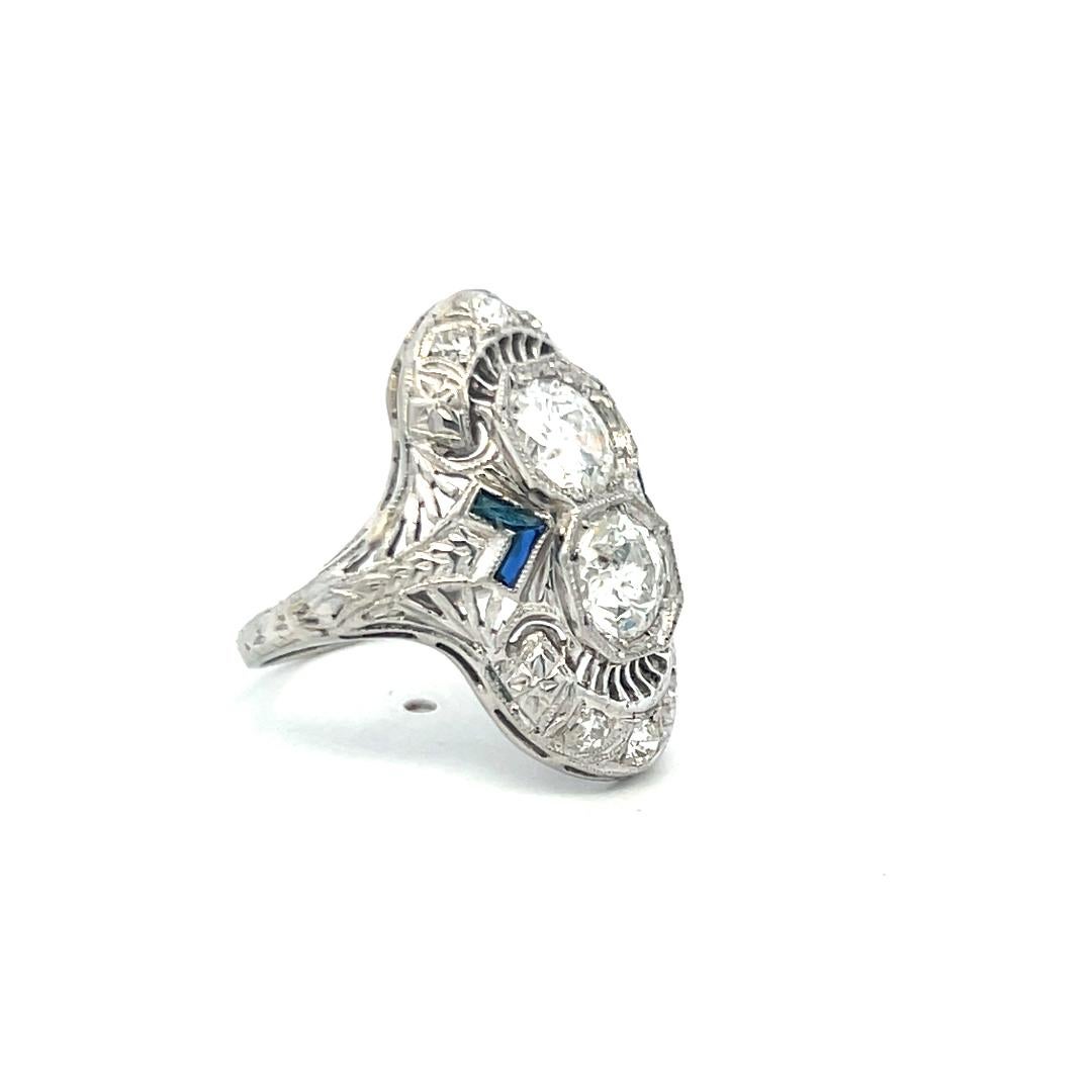 Anello Art Deco in platino con diamante vecchio europeo e circolare taglio Brilliante da 1,73 ct. in vendita 1