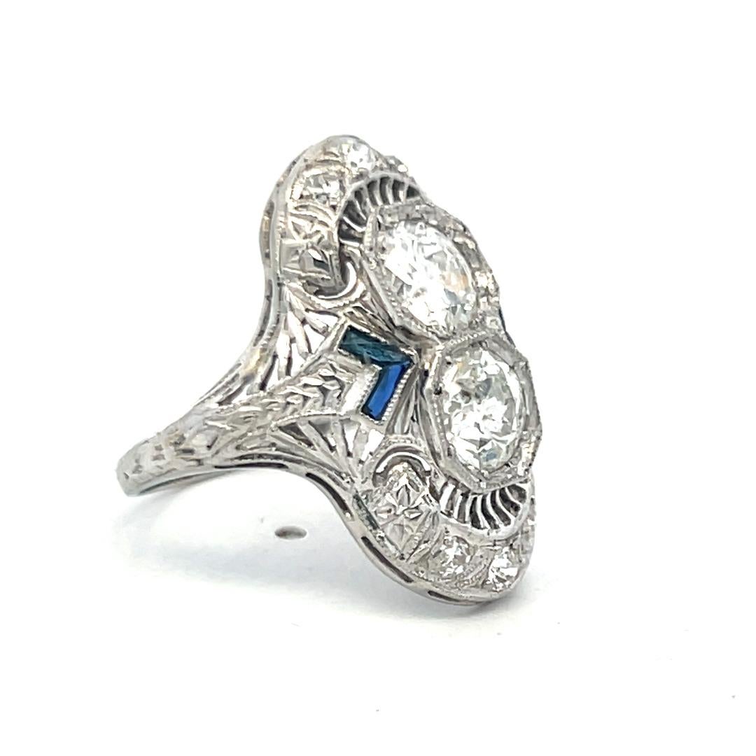 Anello Art Deco in platino con diamante vecchio europeo e circolare taglio Brilliante da 1,73 ct. in vendita 2