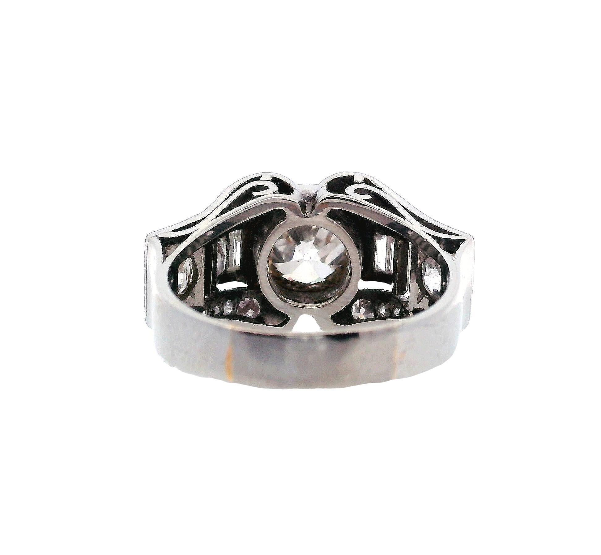 Art Deco Platinum Ring with 2.76 CTW in Diamonds For Sale 2