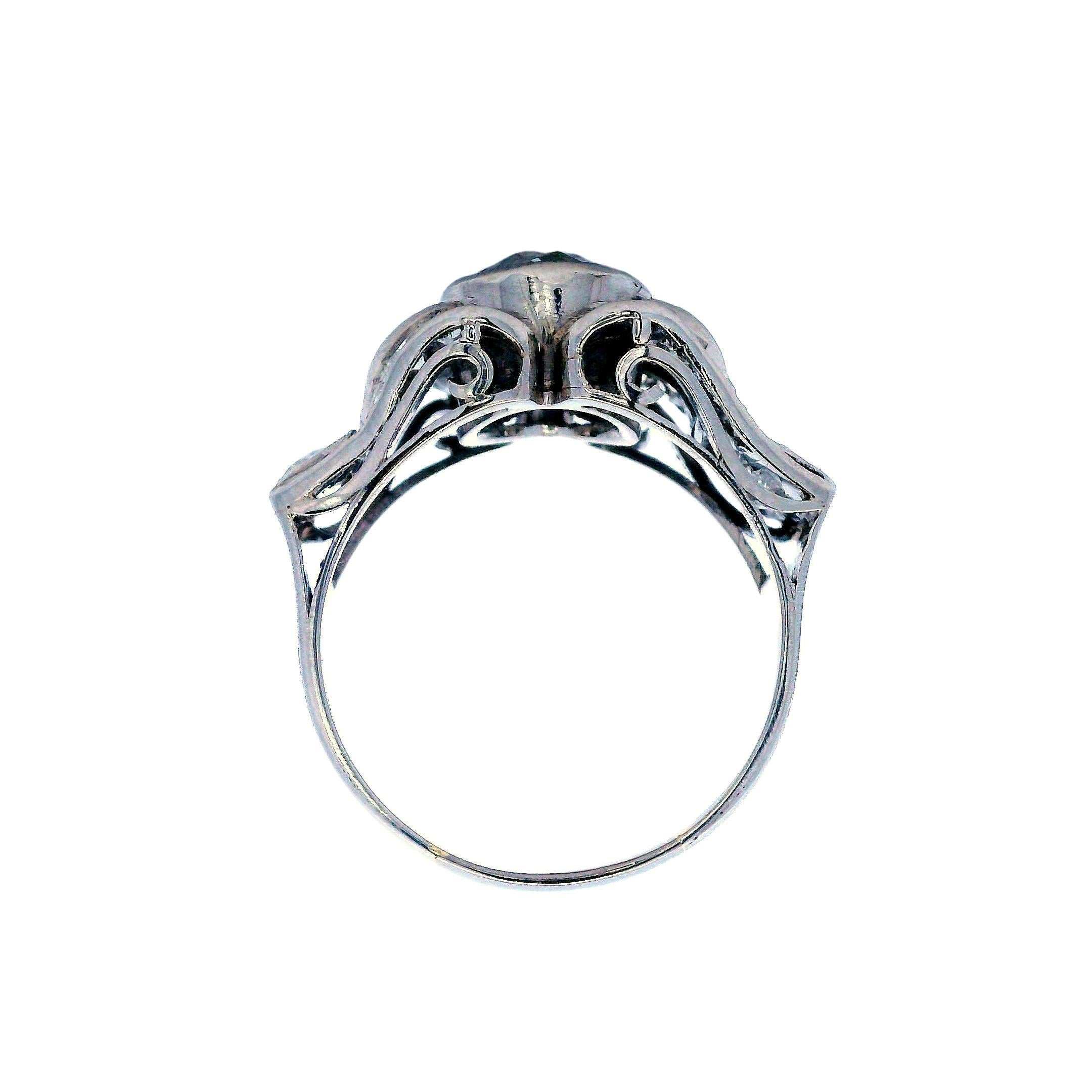 Art Deco Platinum Ring with 2.76 CTW in Diamonds For Sale 3