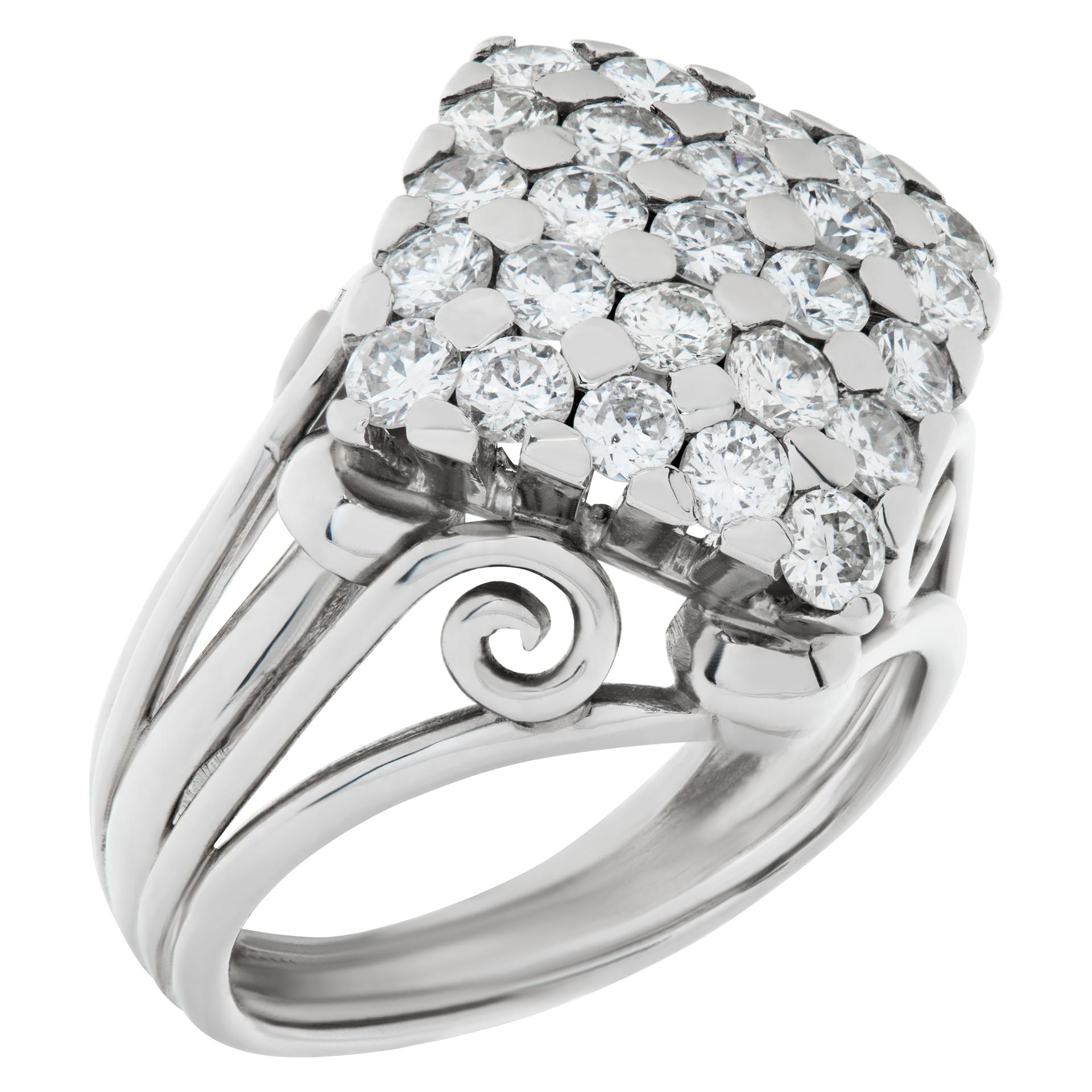 Art Deco Platinum Ring with Approx 1.0 Carats in Pave Diamonds-Circa 1940's In Excellent Condition In Surfside, FL