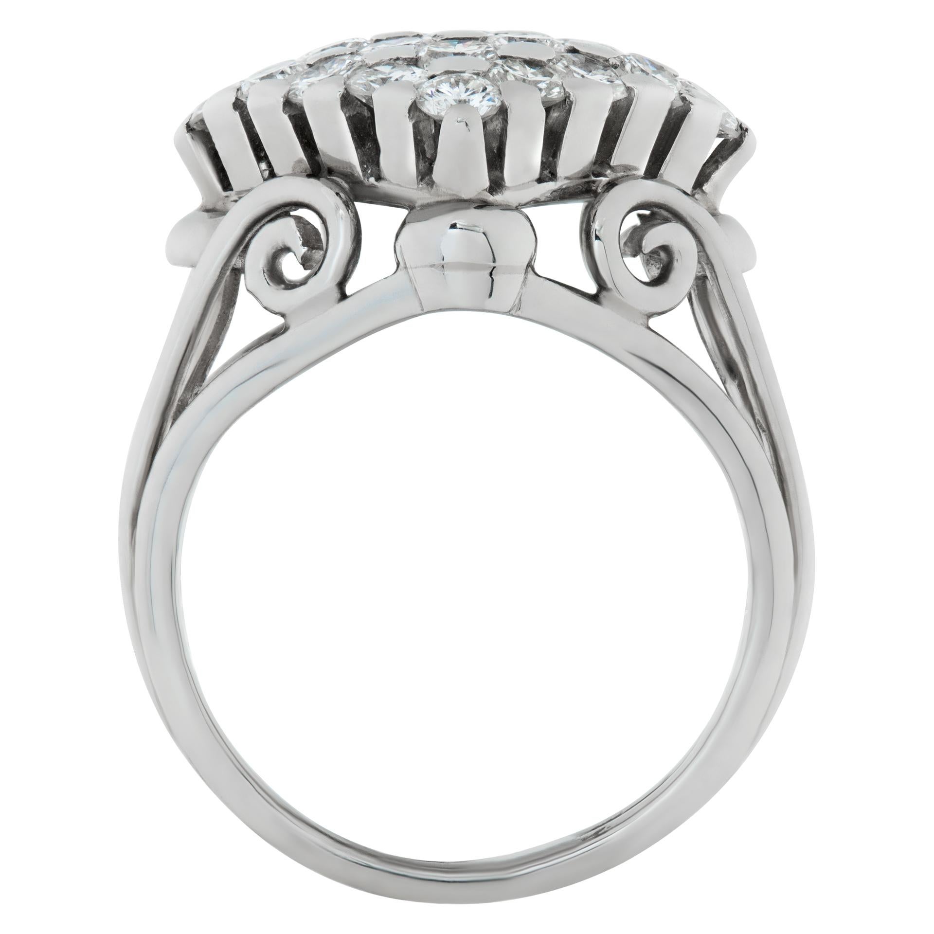 Women's Art Deco Platinum Ring with Approx 1.0 Carats in Pave Diamonds-Circa 1940's For Sale