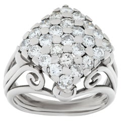 Art Deco Platinum Ring with Approx 1.0 Carats in Pave Diamonds-Circa 1940's