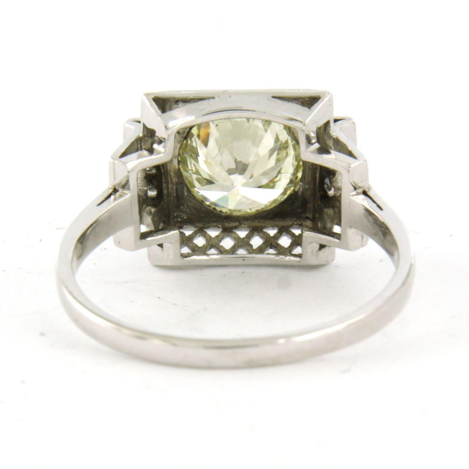 ART-DECO Anello in platino con diamanti a taglio brillante e singolo fino a 2,30 carati In condizioni ottime in vendita a The Hague, ZH