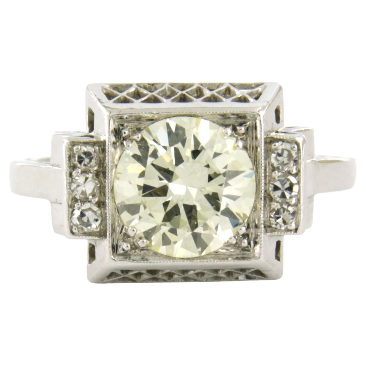 ART-DECO Bague en platine avec diamants brillants et taille unique jusqu'à 2,30ct