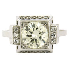 ART-DECO Bague en platine avec diamants brillants et taille unique jusqu'à 2,30ct