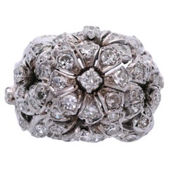 1930 Art Deco Platinum flower Ring with Diamonds