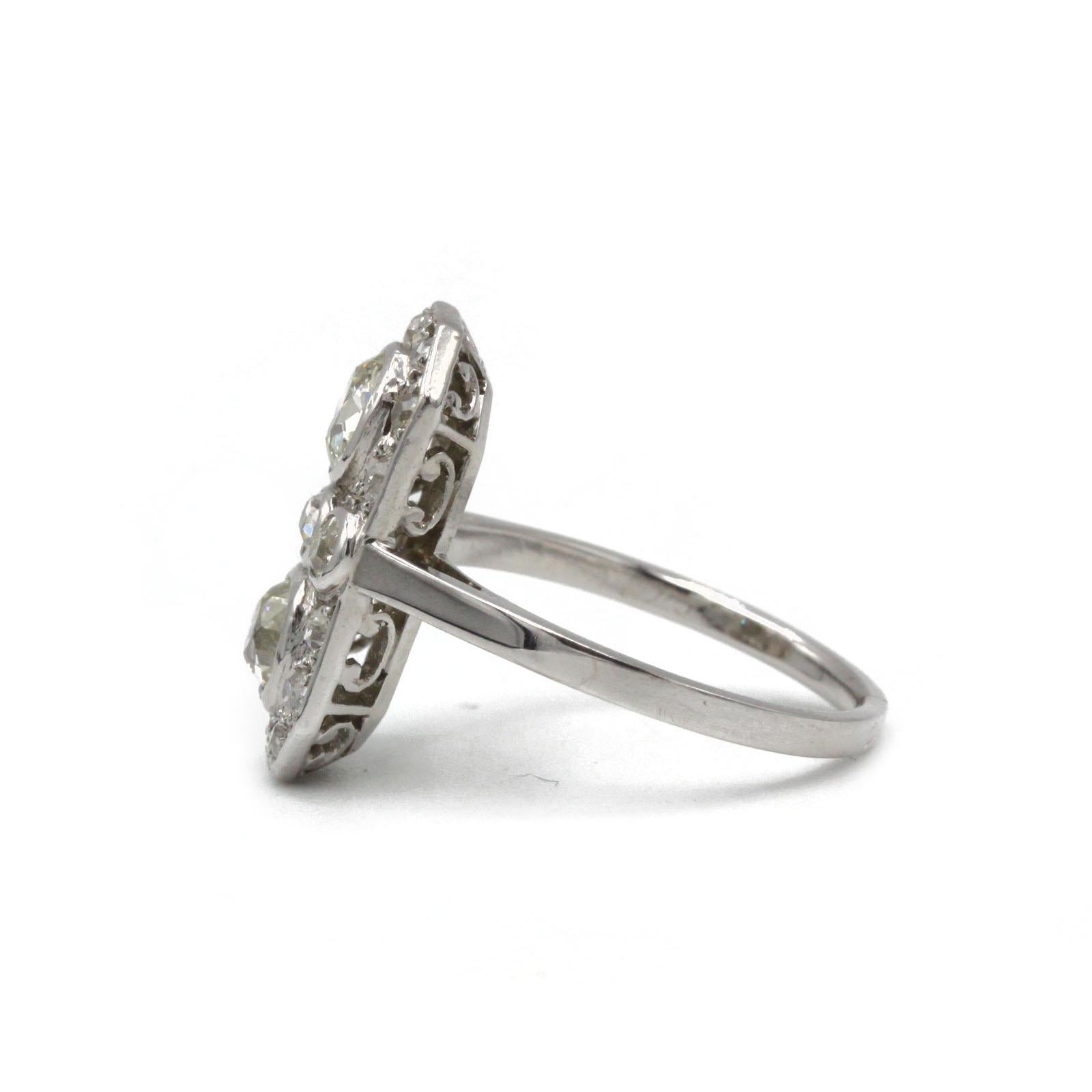 Taille vieille mine Bague Art-Déco en platine avec diamants taille ancienne - Elegance des années 1920 en vente