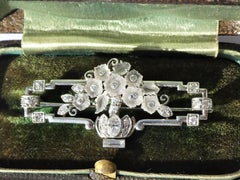 Art Deco Platinum Rock Crystal Diamonds Giardinetto Flower Vase Brooch