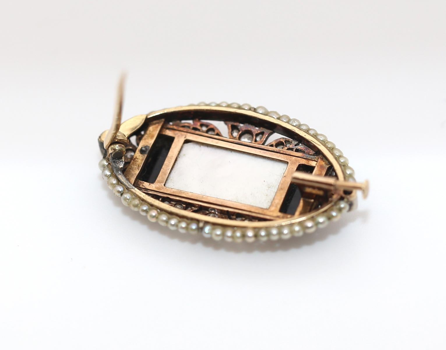 Art Deco Platinum Rock Crystal Mother of Pearl Brooch Boxed, 1910 5