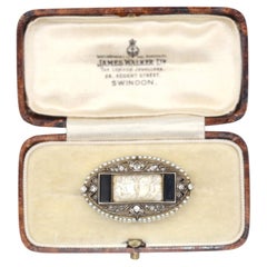 Art Deco Platinum Rock Crystal Mother of Pearl Brooch Boxed, 1910