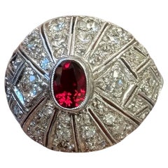 Art Deco Platinum Ruby and Diamond Dome Ring