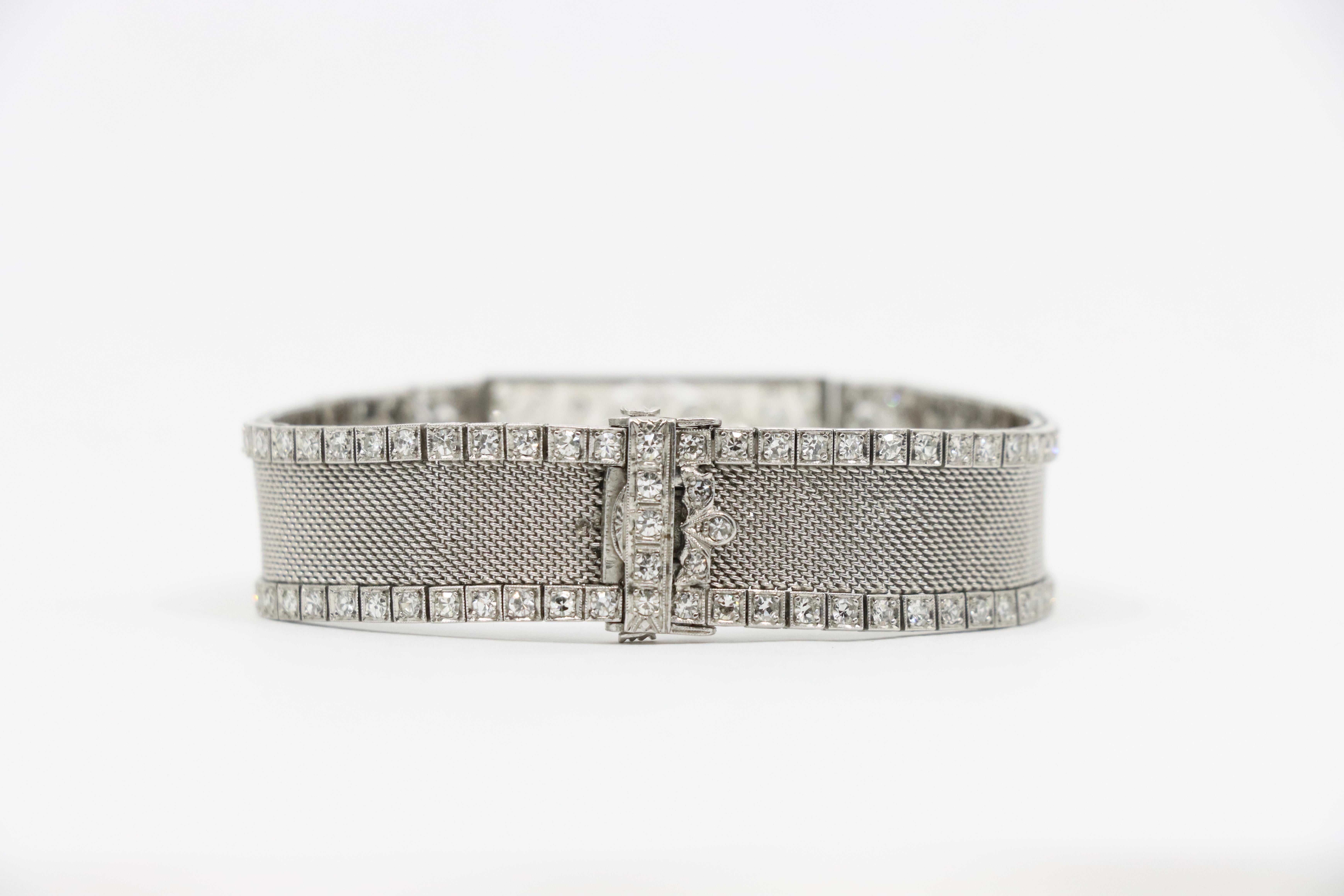 Bracelet Art Déco en platine, rubis et diamant Unisexe en vente
