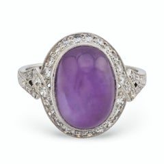 Art Deco Platinum Ruby & Diamond Halo Ring