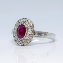 Art Deco Platinum Ruby and Diamond Ring