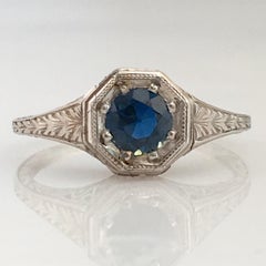 Art Deco Platinum Sapphire .40 Carat Engagement Ring