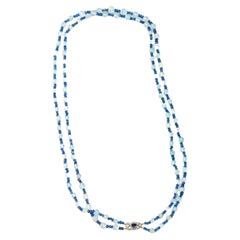 Collar Art Decó de dos vueltas de platino, zafiro y aguamarina
